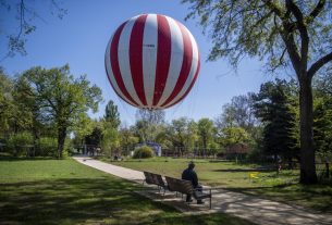 A városligeti Ballon kilátó bemutatója Fotó MTI/Balogh Zoltán