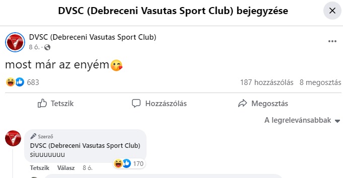 DVSC Facebook-oldal feltörés