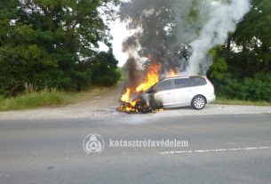 Kigyulladt egy autó Hajdúszoboszlón