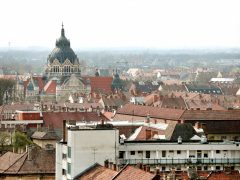 Szeged, Szent István tér, víztorony, látkép, belváros, zsinagóga